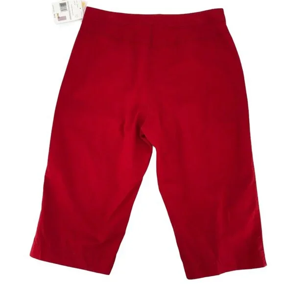 NWT Liz Claiborne Womens Audra Red Wide Leg Cropped Pants Size 12 - Picture 3 of 12